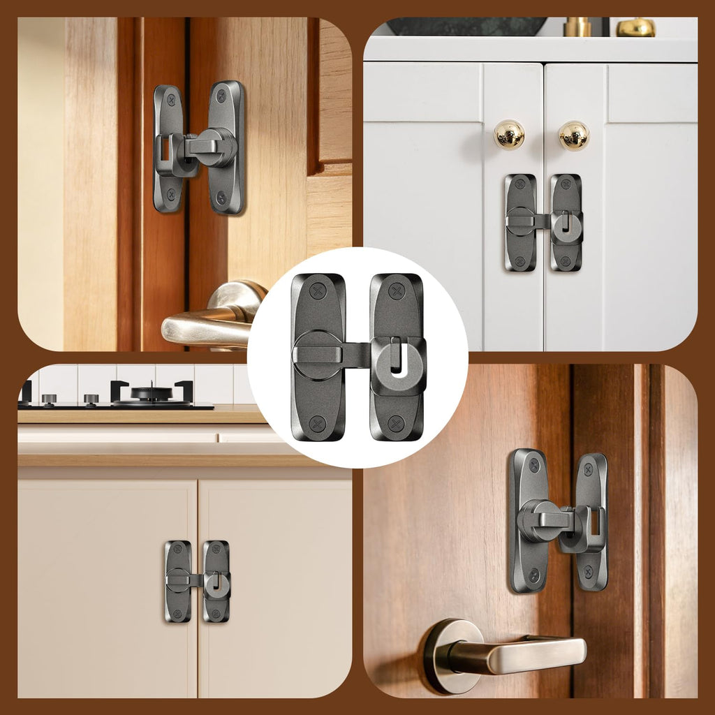 90/180 Degree Flip Barn Door Lock Zinc Alloy Sliding Latch with Spacer for Doors Gates Cabinets and Windows