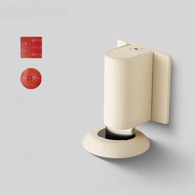 Magnetic Door Stopper with No Drill Adhesive Design for Floor Mounted Door Control