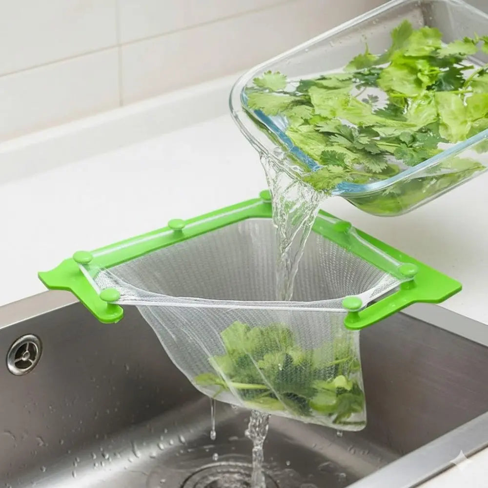 Triangular Sink Strainer Basket with Corner Rack Design for Kitchen Drain and Food Filtering (Included Tripod + Suction Cup + 50 Mesh)