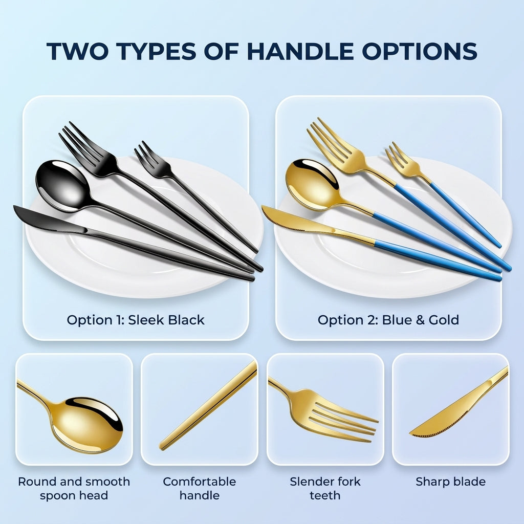 16 Piece Matte Cutlery Set 304 Stainless Steel Knife Fork Spoon Set for Kitchen Dining and Table Use