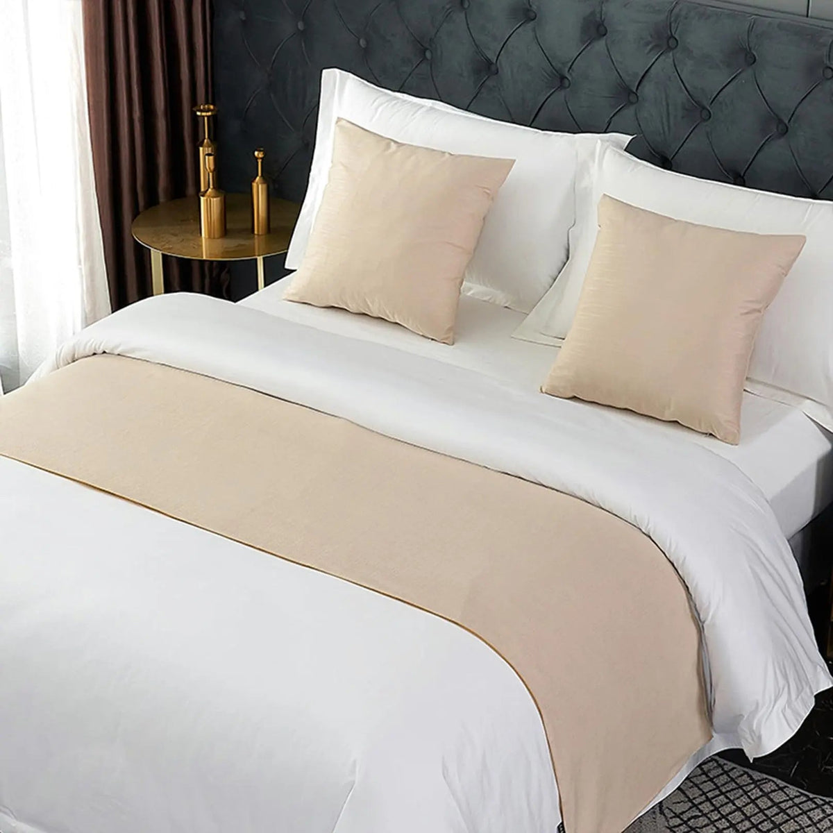 European Style Velvet Bed Scarf Runner with Matching Pillowcase for Home Hotel Decor