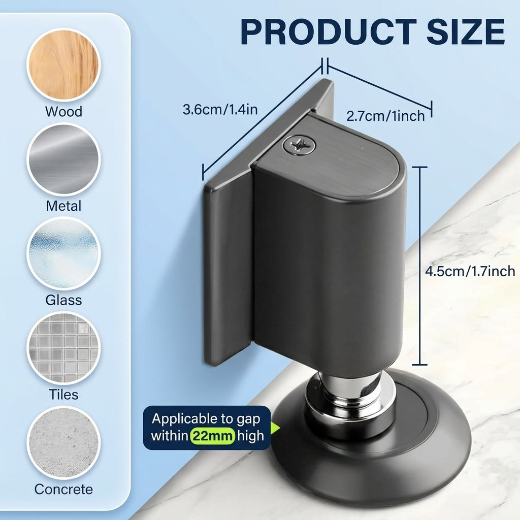 Magnetic Door Stopper with No Drill Adhesive Design for Floor Mounted Door Control