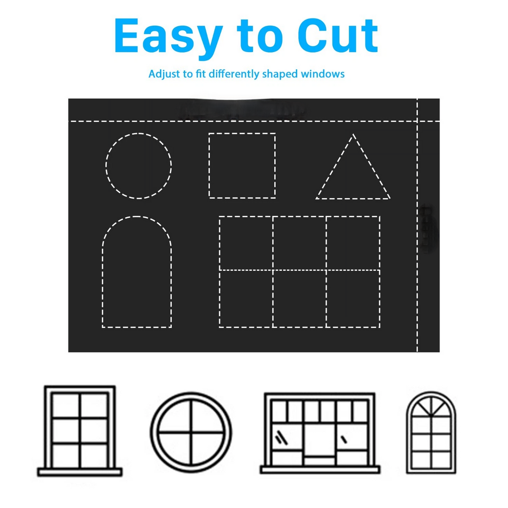 Blackout Window Cover with Removable Hook and Loop Fasteners for Temporary Window Coverage
