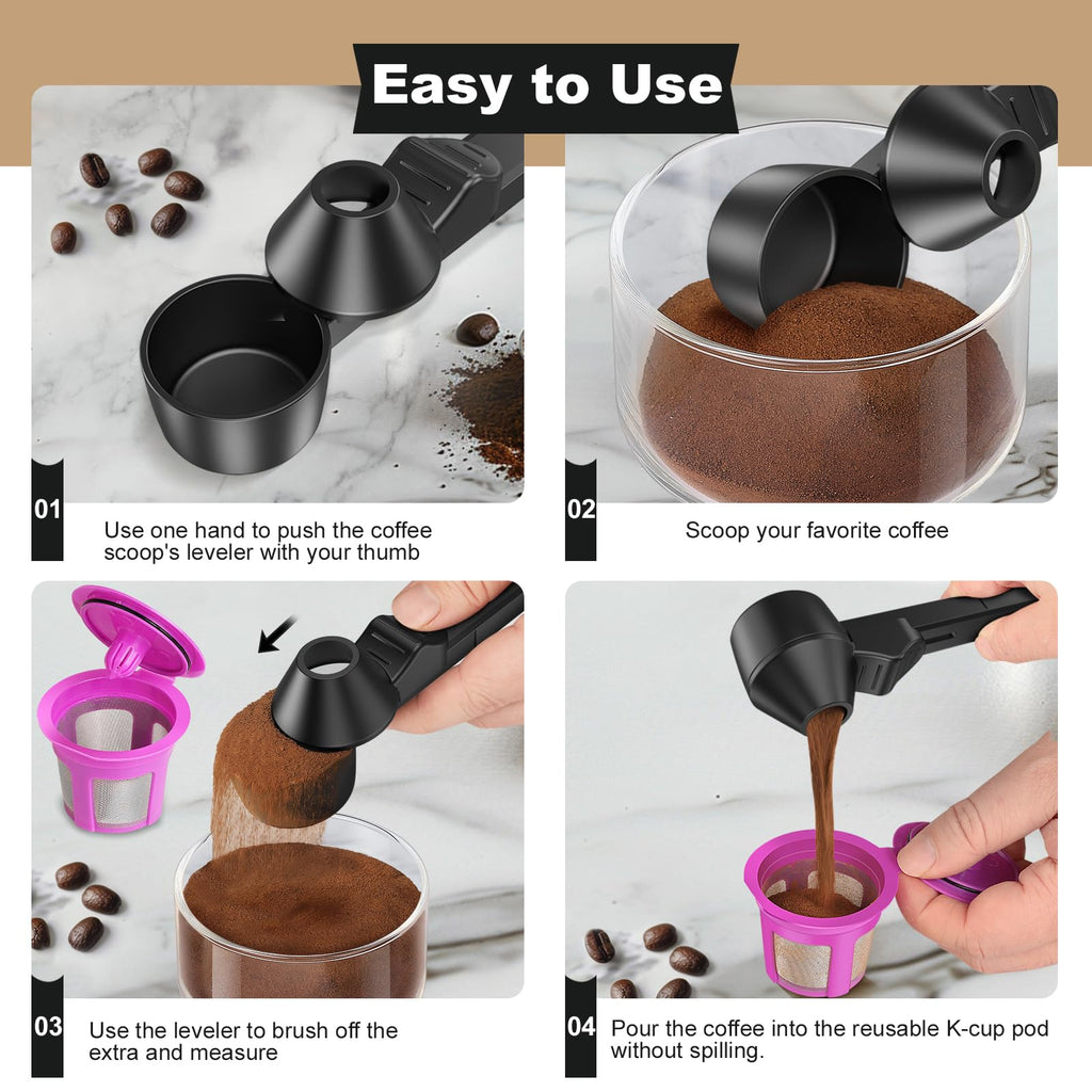 3 Pcs of Reusable Coffee Measuring Scoop with Sliding Funnel Design for Protein Powder and Kitchen Use