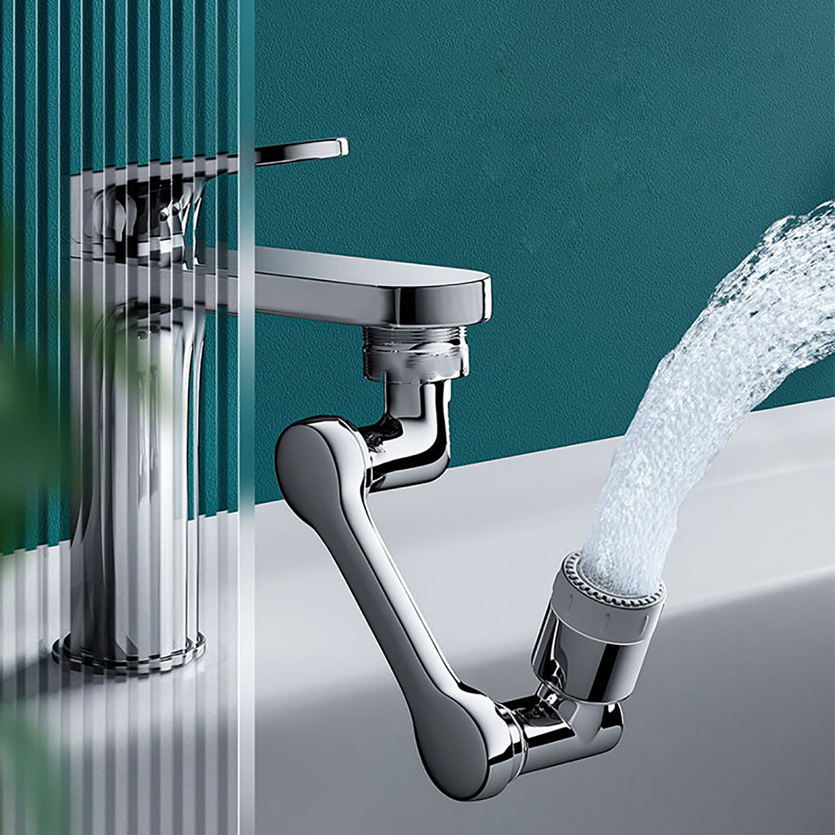 Brass Faucet Extender with 1440 Degree Rotation and 4 Spray Modes for Kitchen Sink Cleaning and Rinsing Use (2 Filter Cartridges Included)