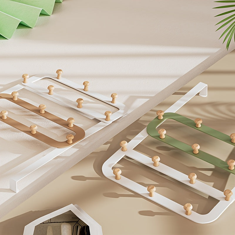 Powder-Coated Metal Over-the-Door Hook Rack, Easy-Install Hanging Organizer for Entryways, Bedrooms, or Bathrooms, Space-Saving Storage Solution