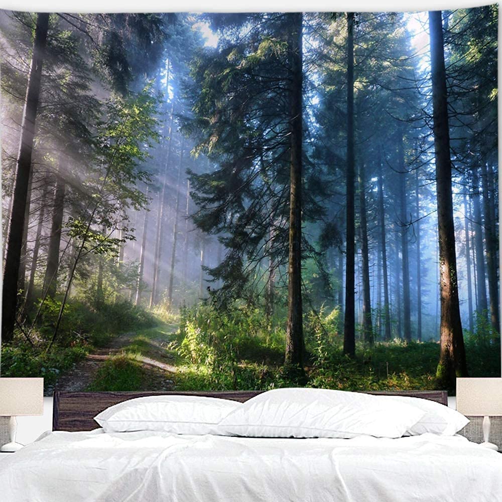 Forest Landscape Wall Tapestry Polyester Fabric Hanging for Bedroom Living Room Aesthetic Home Decor
