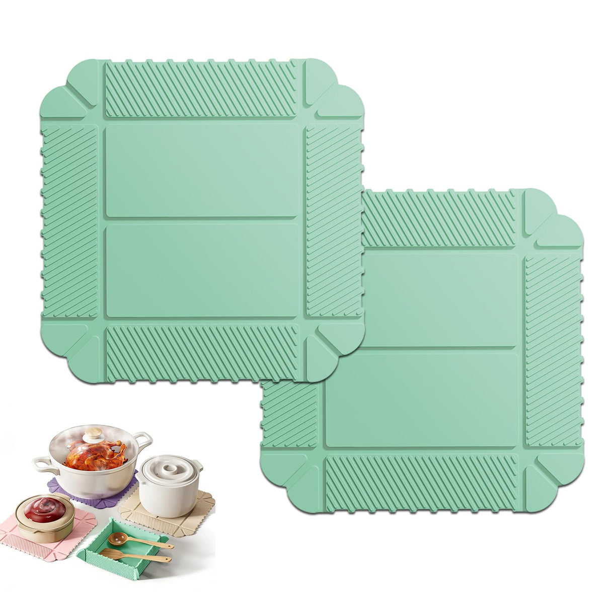 Folding Heat Resistant Silicone Mat for Hot Dishes and Kitchen Surface Protection