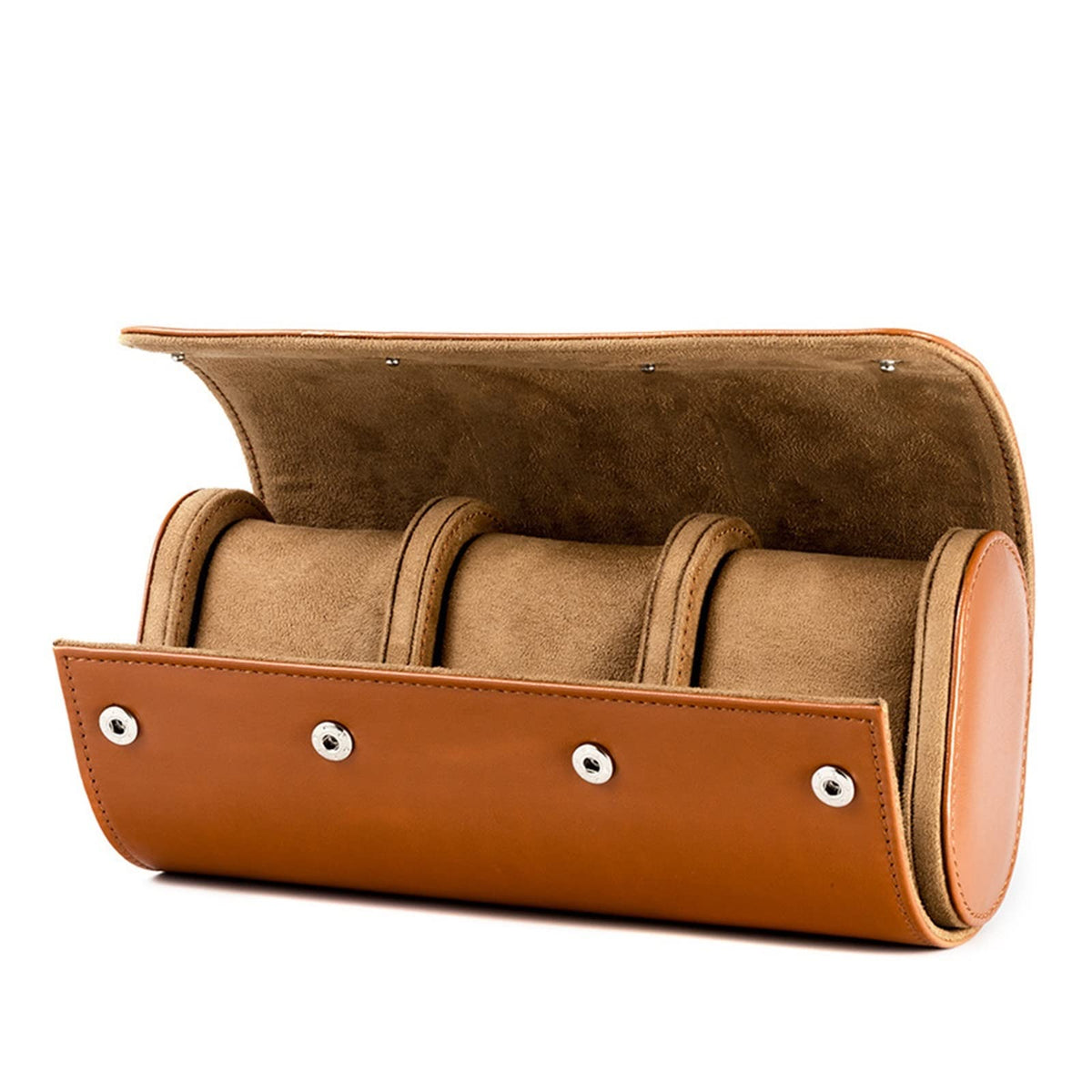 Luxury Genuine Leather Watch Roll with 3 Slots for Travel, Home Storage, and Organizer Pouch for Timepieces