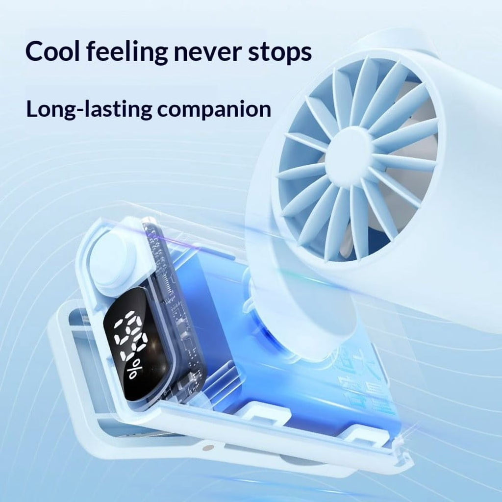 Mini Clip Fan with Digital Display and 199-Speed Control for Outdoor Desk Hat and Umbrella Use