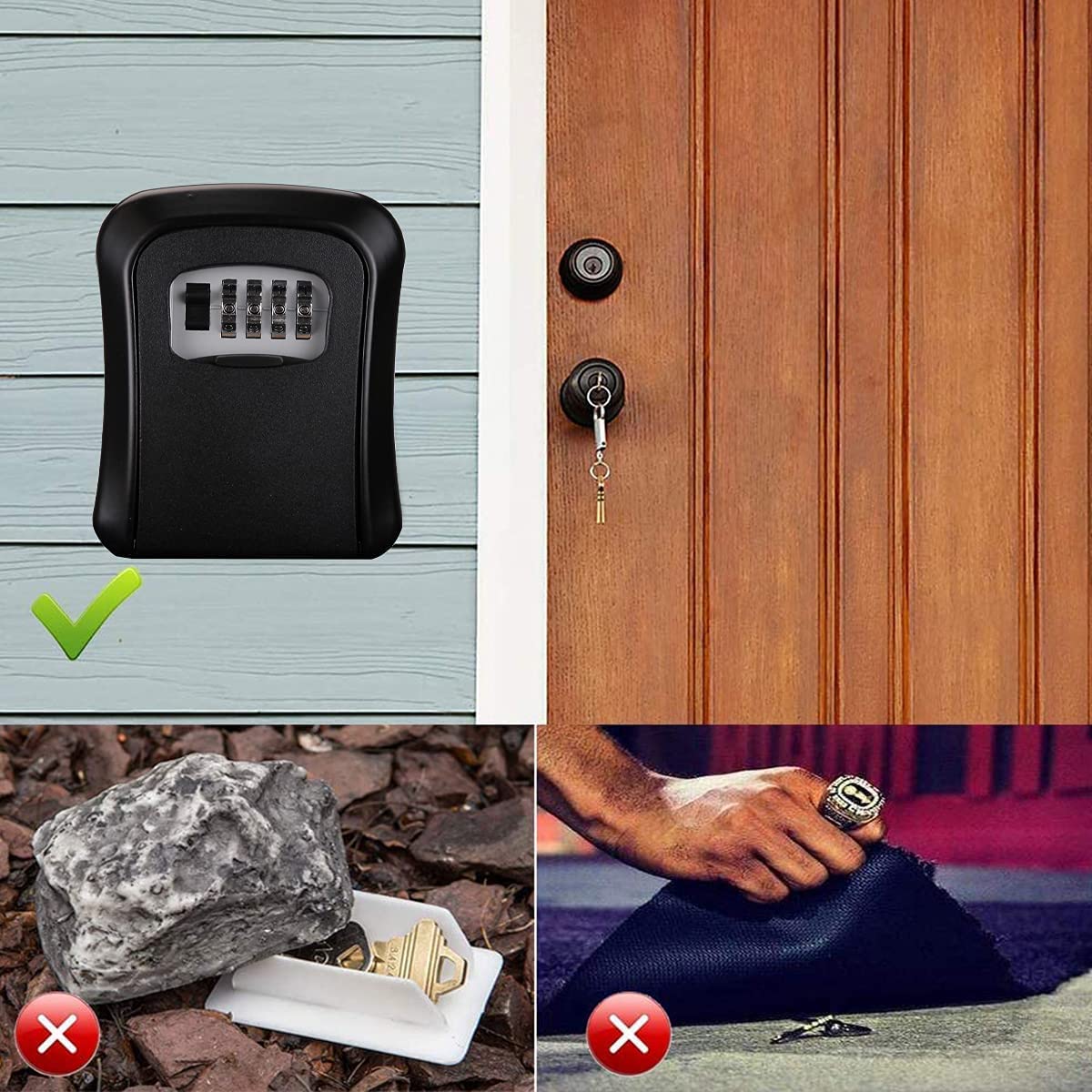 Ultra-Secure Flip-Top Key Safe with Combination Dial, Metal and Plastic Key Storage Box for Home or Outdoor Use