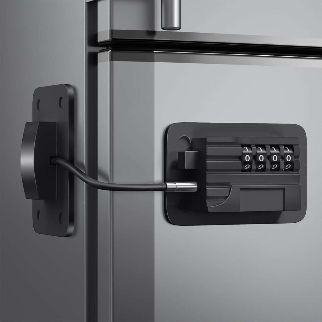 Combination Fridge Lock with 4 Digit Code and Adhesive Installation for Refrigerator Freezer Cabinet and Drawer Use