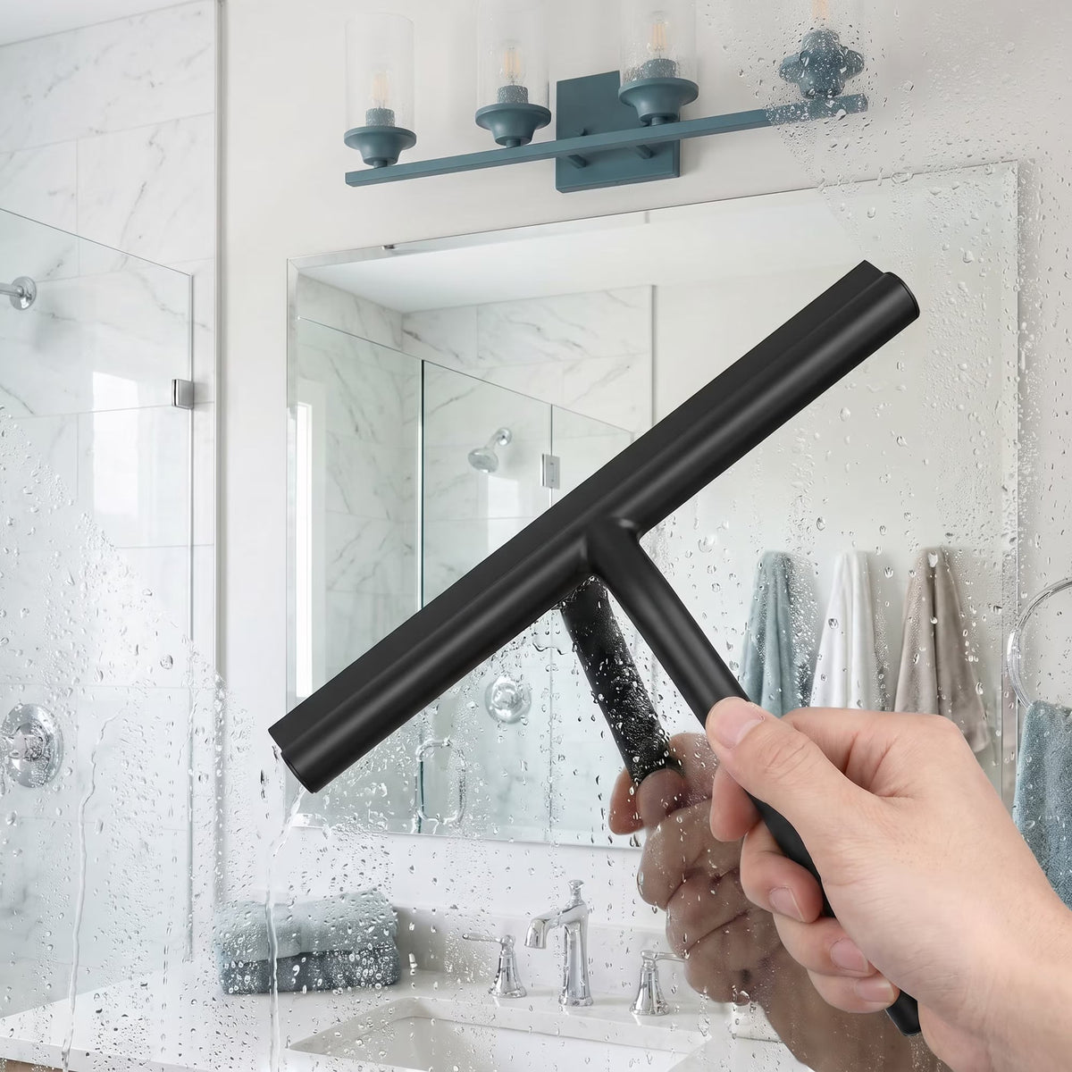 Modern Shower Squeegee with Silicone Blade for Glass Doors and Bathroom Windows
