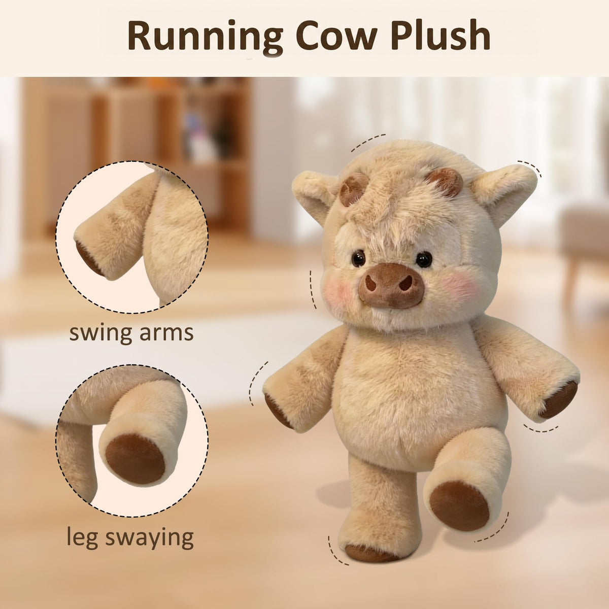 Running Plush Toy with Hand-Controlled Movement for Interactive Play and Room Decoration