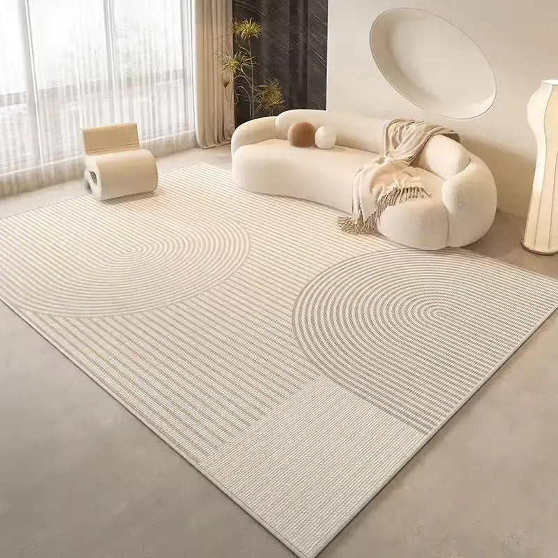 Fluffy Cream Style Anti-Slip Floor Rug for Living Room and Bedroom Decor