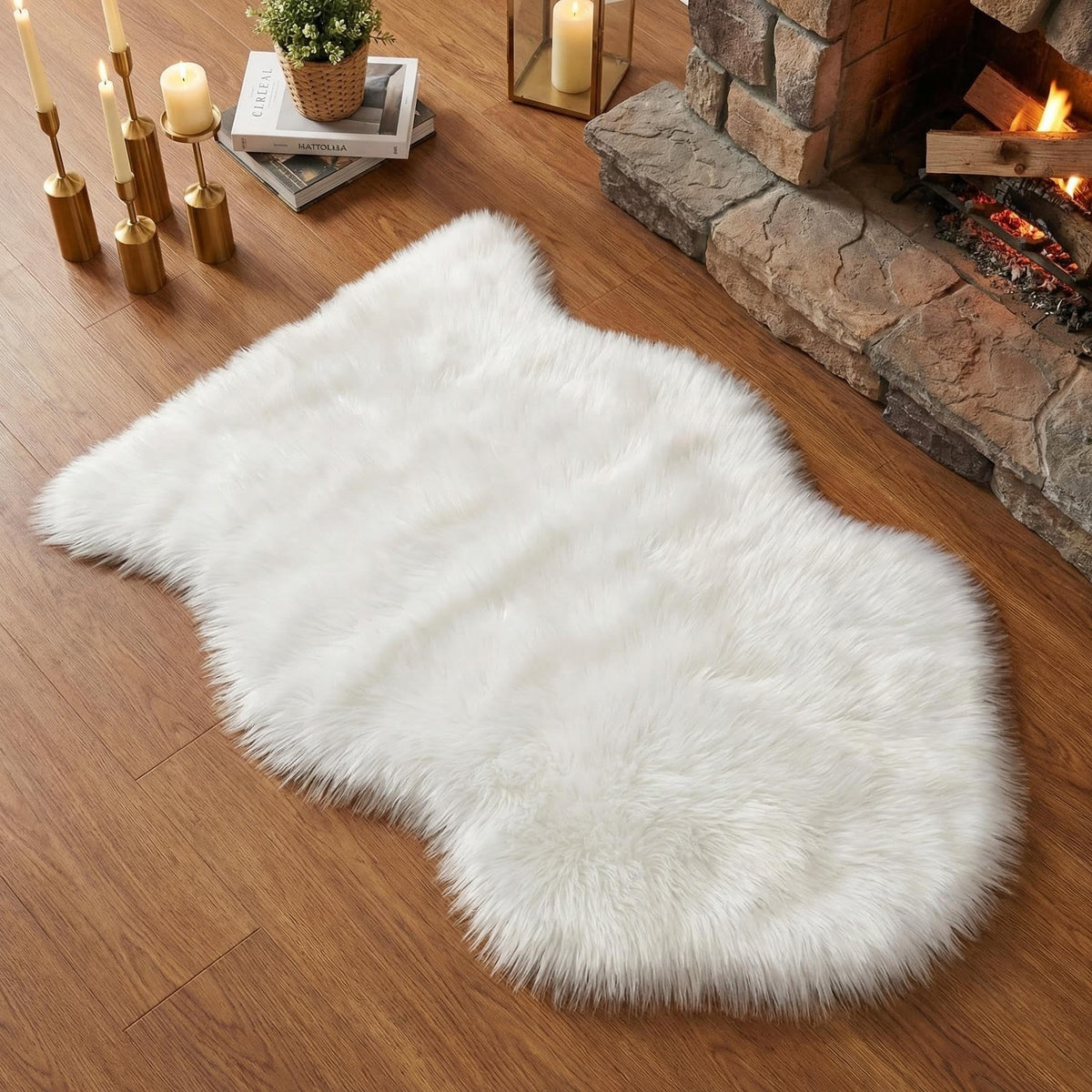 Washable Fluffy Shaggy Long Hair Carpet, Non-Slip Soft Faux Fur Area Rug for Bedroom, Living Room, and Floor Protection