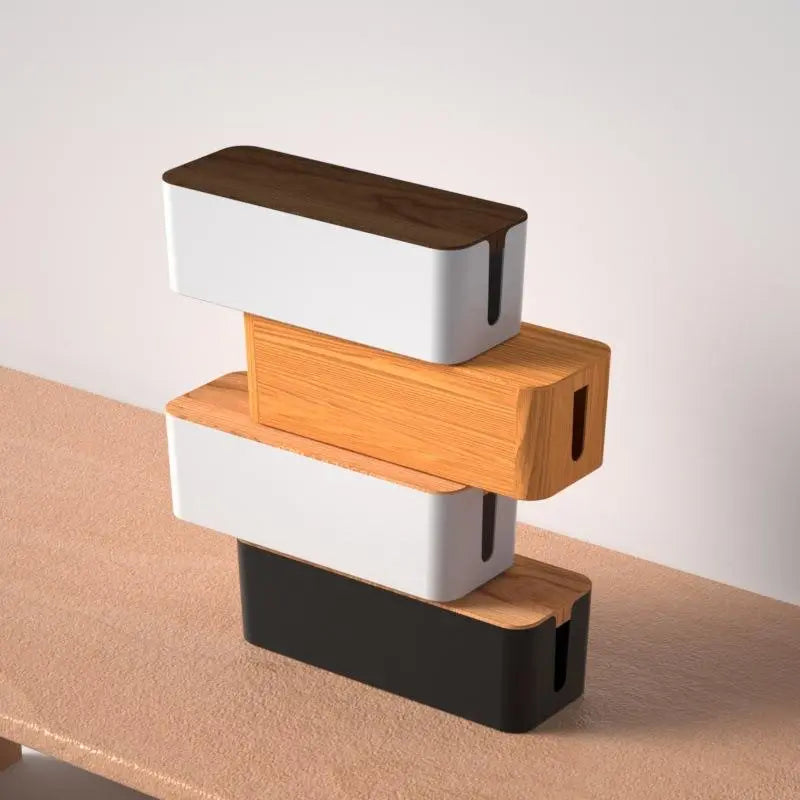 Cable Management Organizer Box Kit with Three Sizes and ABS Power Strip Organizer for Home and Office Wire Storage