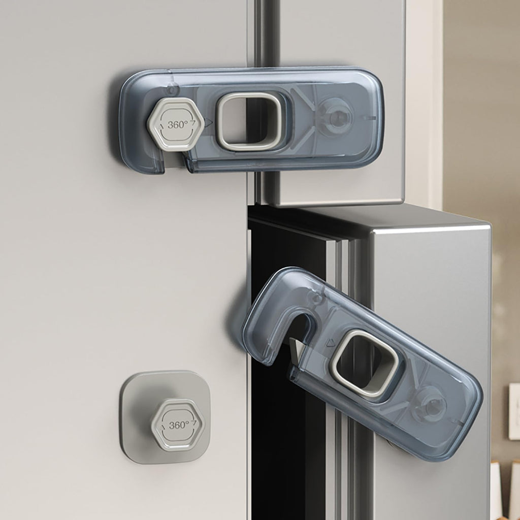 Child Proof Refrigerator Lock with Strong Adhesive Pads and Clear ABS Design for Cabinets, Ovens, and Home Safety