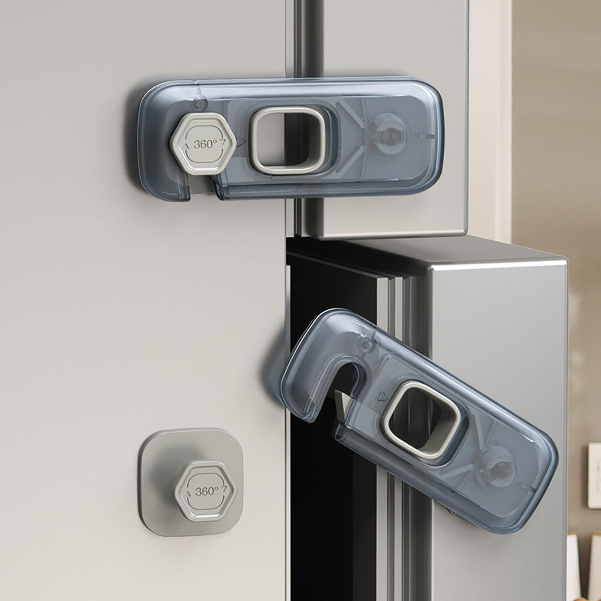 Child Proof Refrigerator Lock with Strong Adhesive Pads and Clear ABS Design for Cabinets, Ovens, and Home Safety
