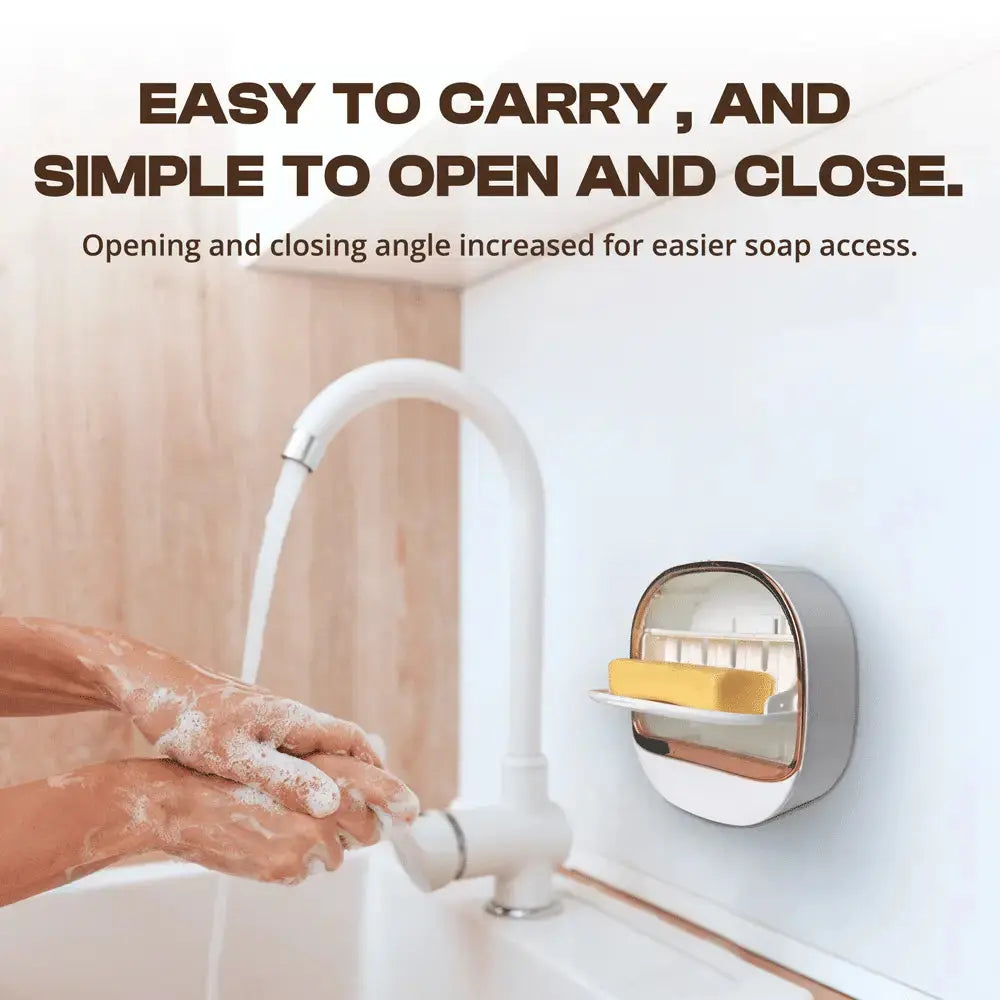 2Pcs Luxury Wall Mounted Soap Holder with Drain Tray and Adhesive Installation for Shower and Bathroom Use