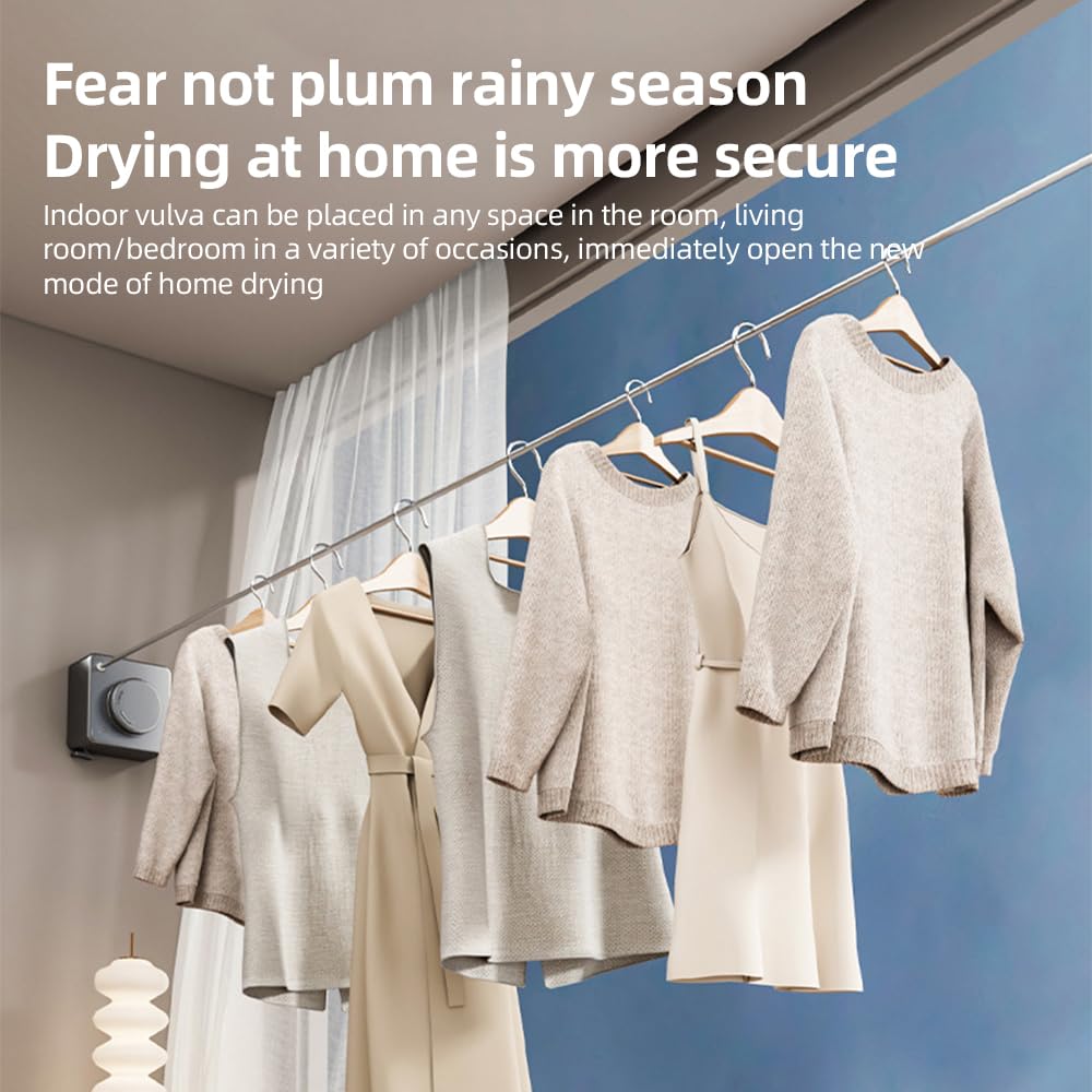 Retractable Clothesline with Hidden Storage Design for Indoor and Outdoor Laundry Drying