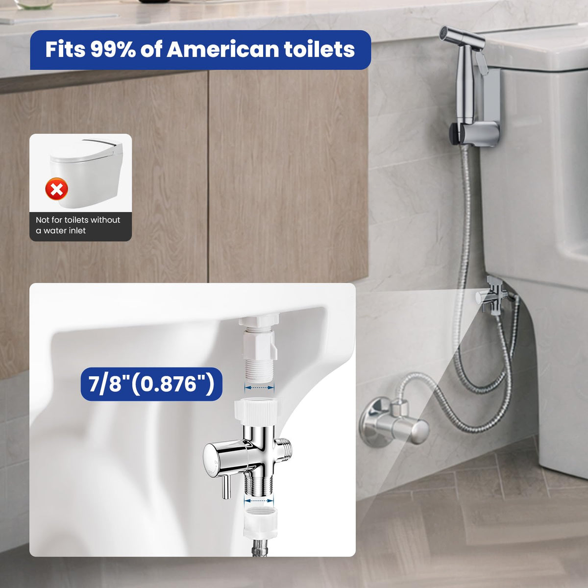 Stainless Steel Bidet Sprayer Set with Press Control Design for Toilet and Bathroom Cleaning