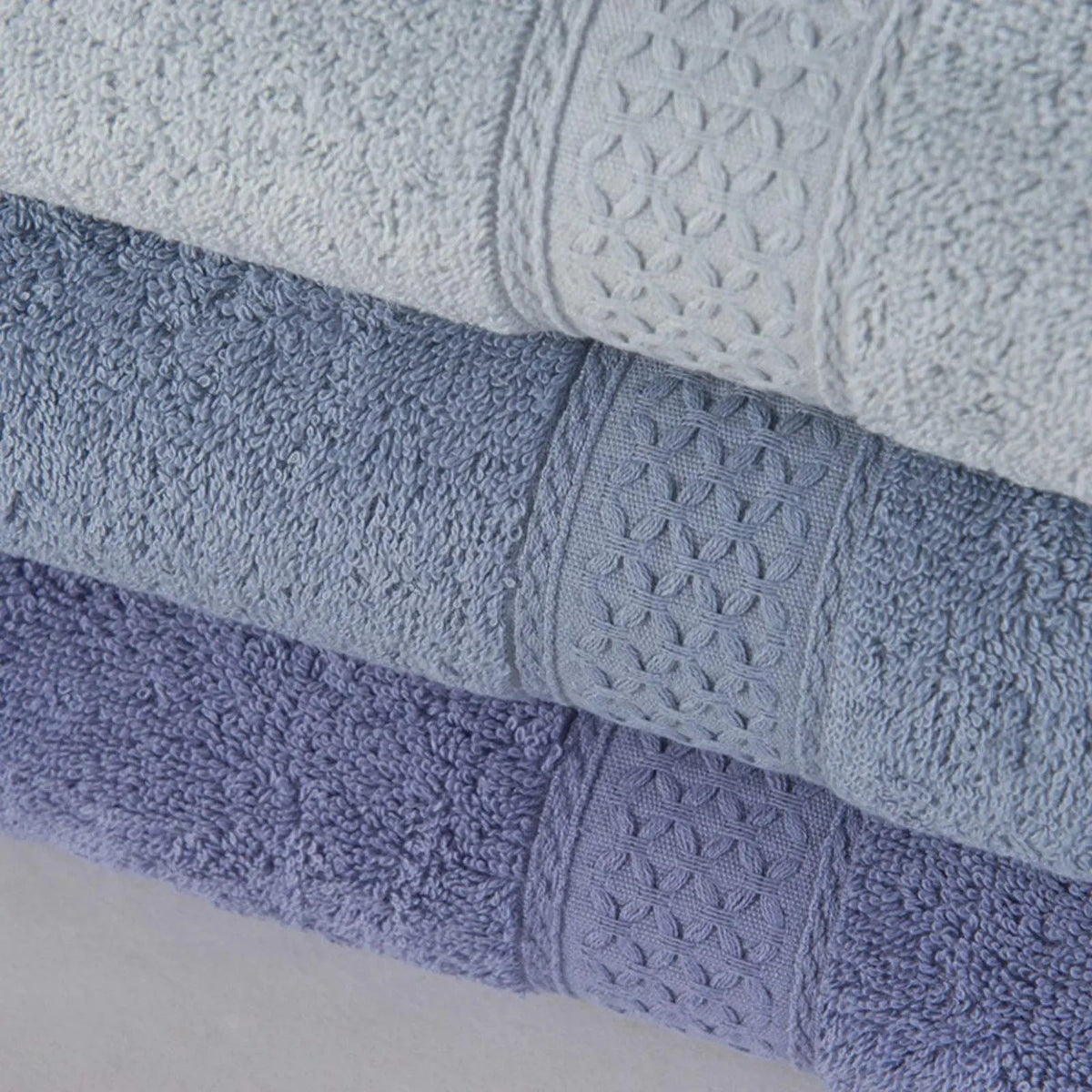 Classic Blue Washcloth Made from Long Staple Cotton with Diamond Dobby Trim