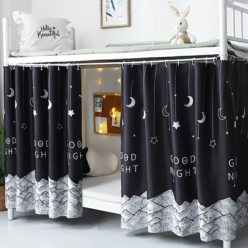 Bed Privacy Curtain with Blackout Fabric and Hanging Hooks for Bunk and Single Beds