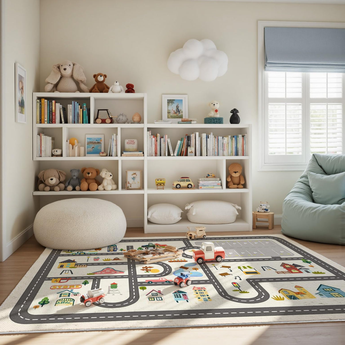 Parking Lot Educational Play Mat for Children’s Reading, Crawling, and Toy Areas