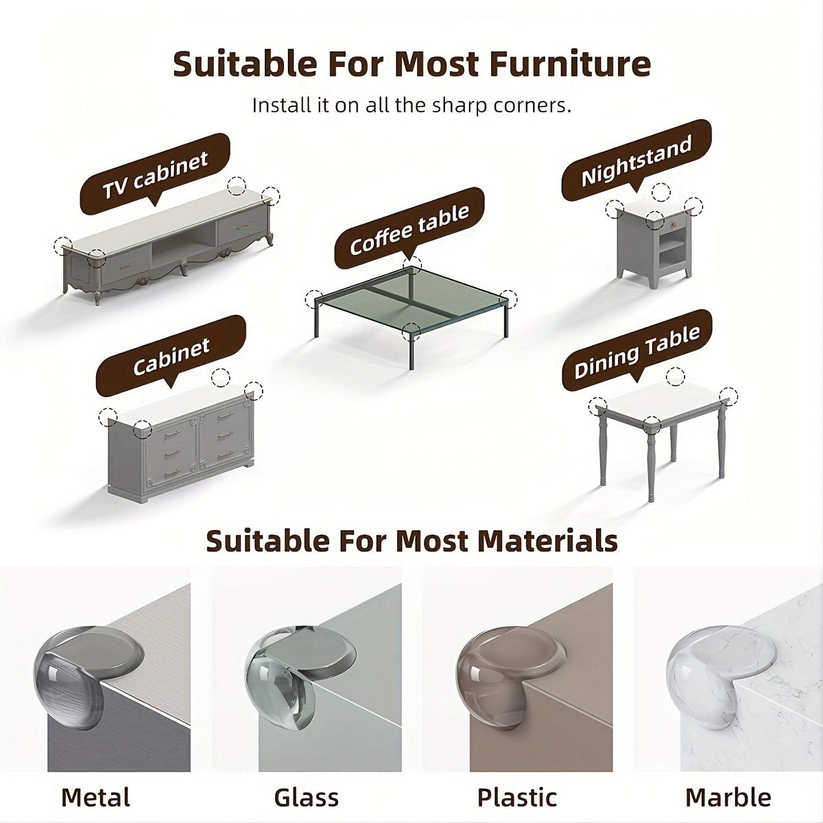 Safety Silicone Table Corner and Edge Protectors for Children, Furniture, and Electric Sockets, Soft Anticollision Guard Covers