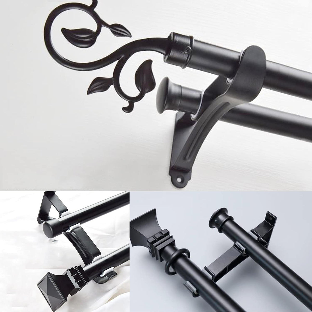 Double Curtain Bracket with Heavy Duty Metal Design for Wall Mounted Curtain Rods