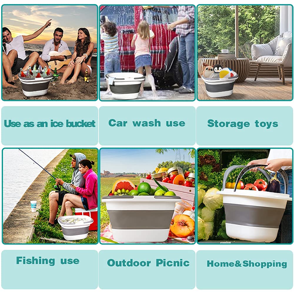 Portable Folding Basin Collapsible Water Bucket 16L for Cleaning Camping Fishing Household Use