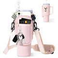 Water Bottle Carrier Bag with Adjustable Strap and Phone Pocket for 40oz Handled Tumblers