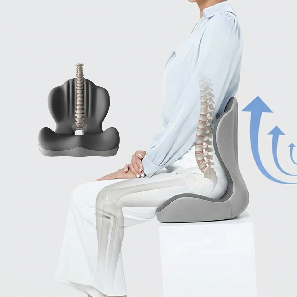 Memory Foam Seat Cushion with Contoured Support Design for Office Chairs, Car Seats and Everyday Sitting Comfort