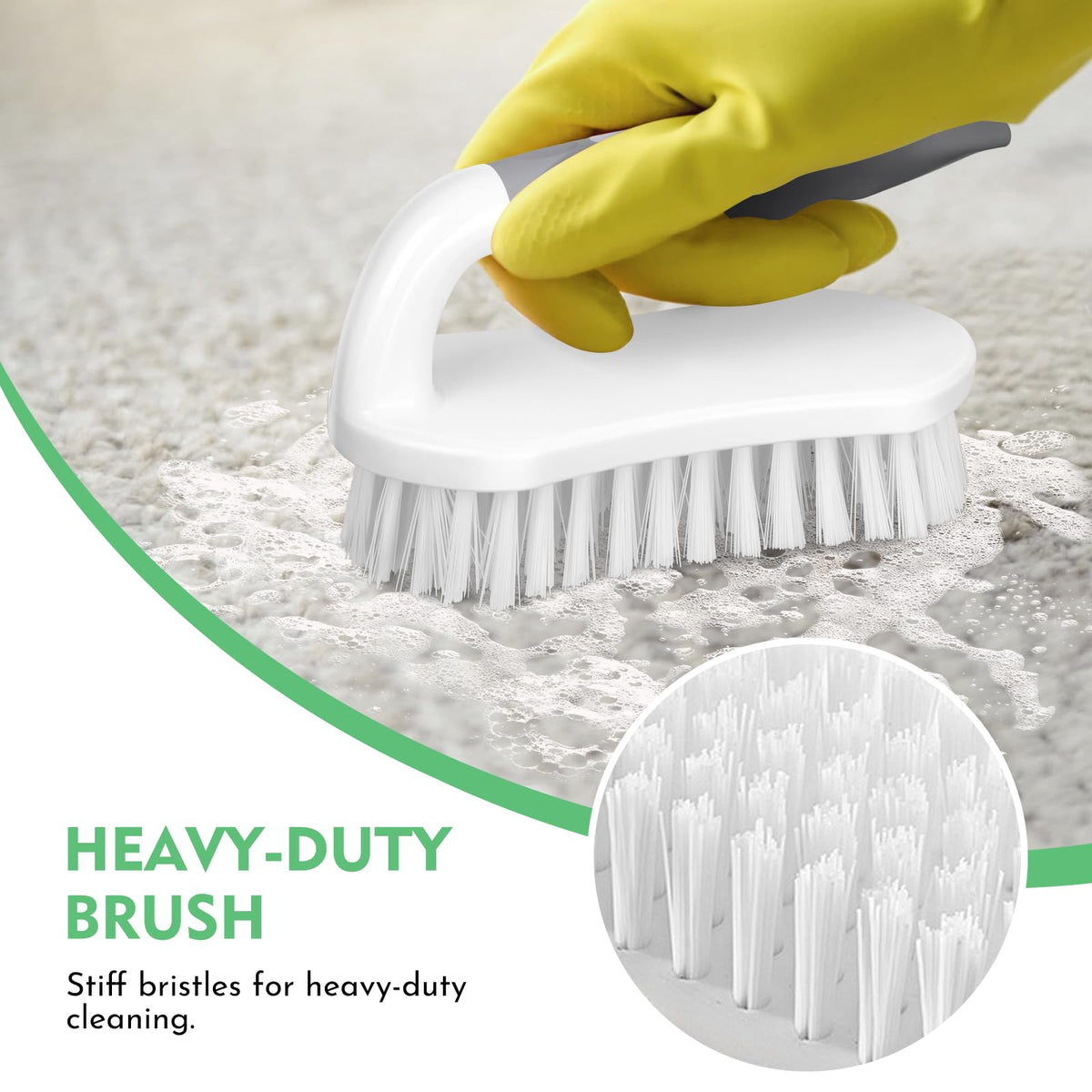 Heavy Duty Scrub Brush Set with Stiff Bristles and Non-Slip Grip for Bathroom, Kitchen, Carpet and Shower Cleaning