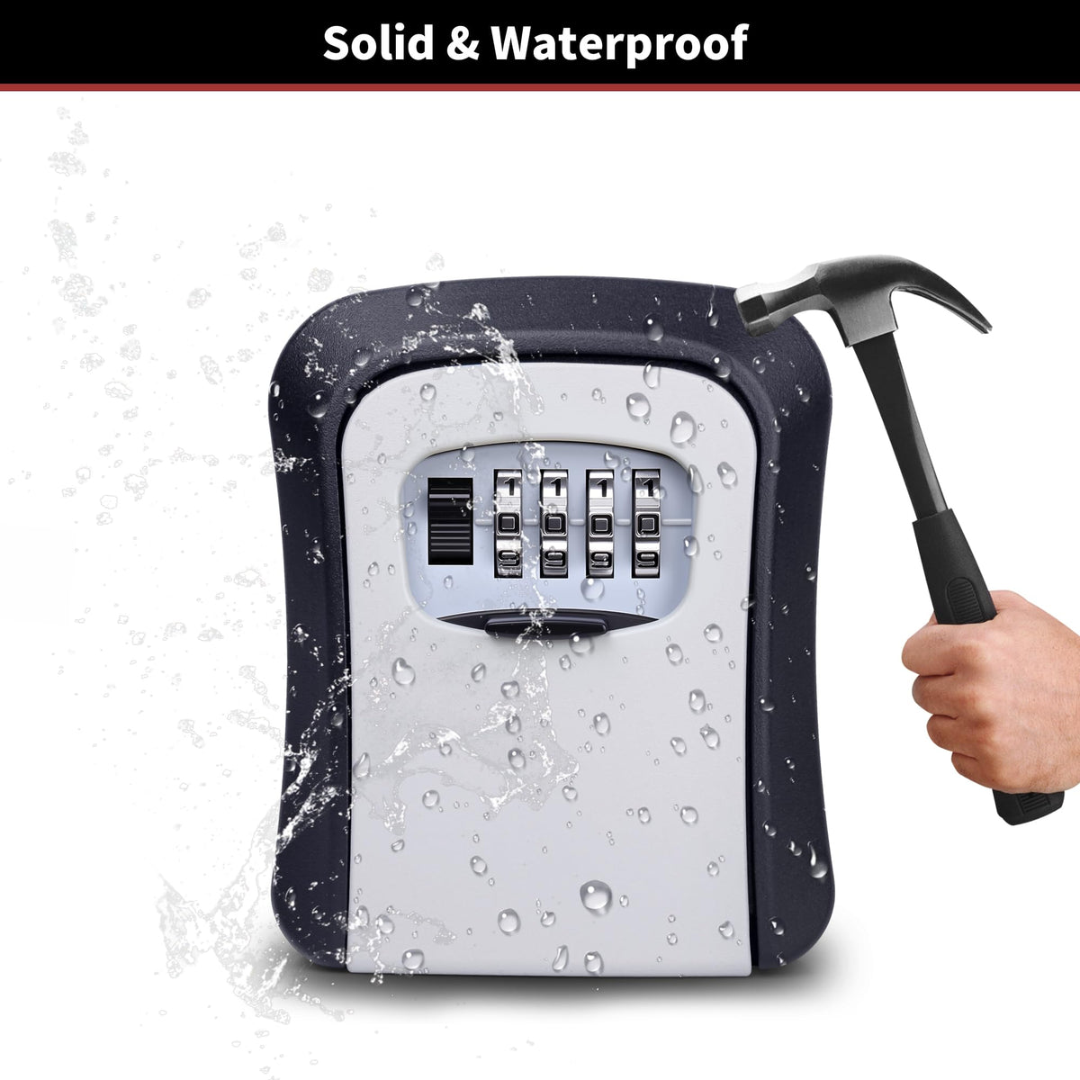 Ultra-Secure Flip-Top Key Safe with Combination Dial, Metal and Plastic Key Storage Box for Home or Outdoor Use