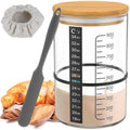 Sourdough Starter Jar 900ml Clear Glass Container with Lid for Fermentation and Bread Baking Use