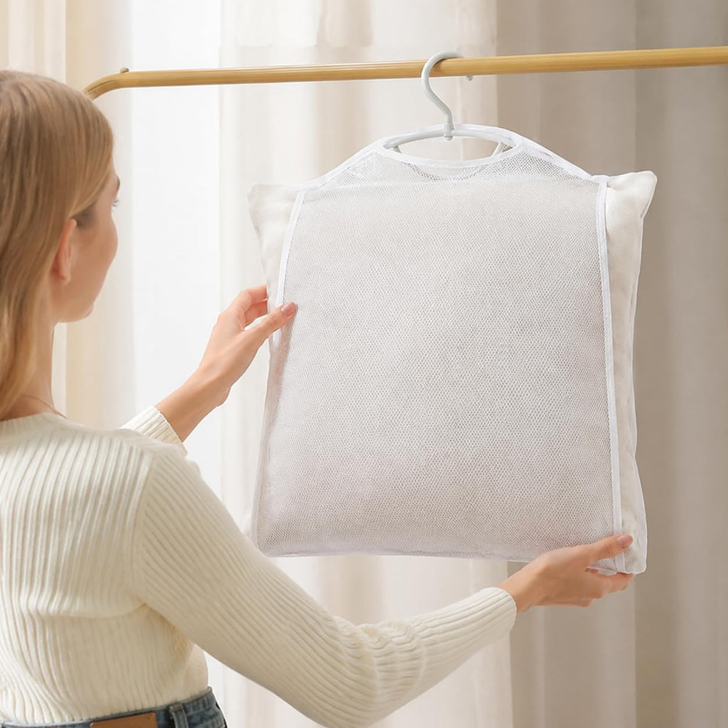 Hanging Pillow Drying Rack with Windproof Double Layer Net Design for Outdoor Laundry Organization
