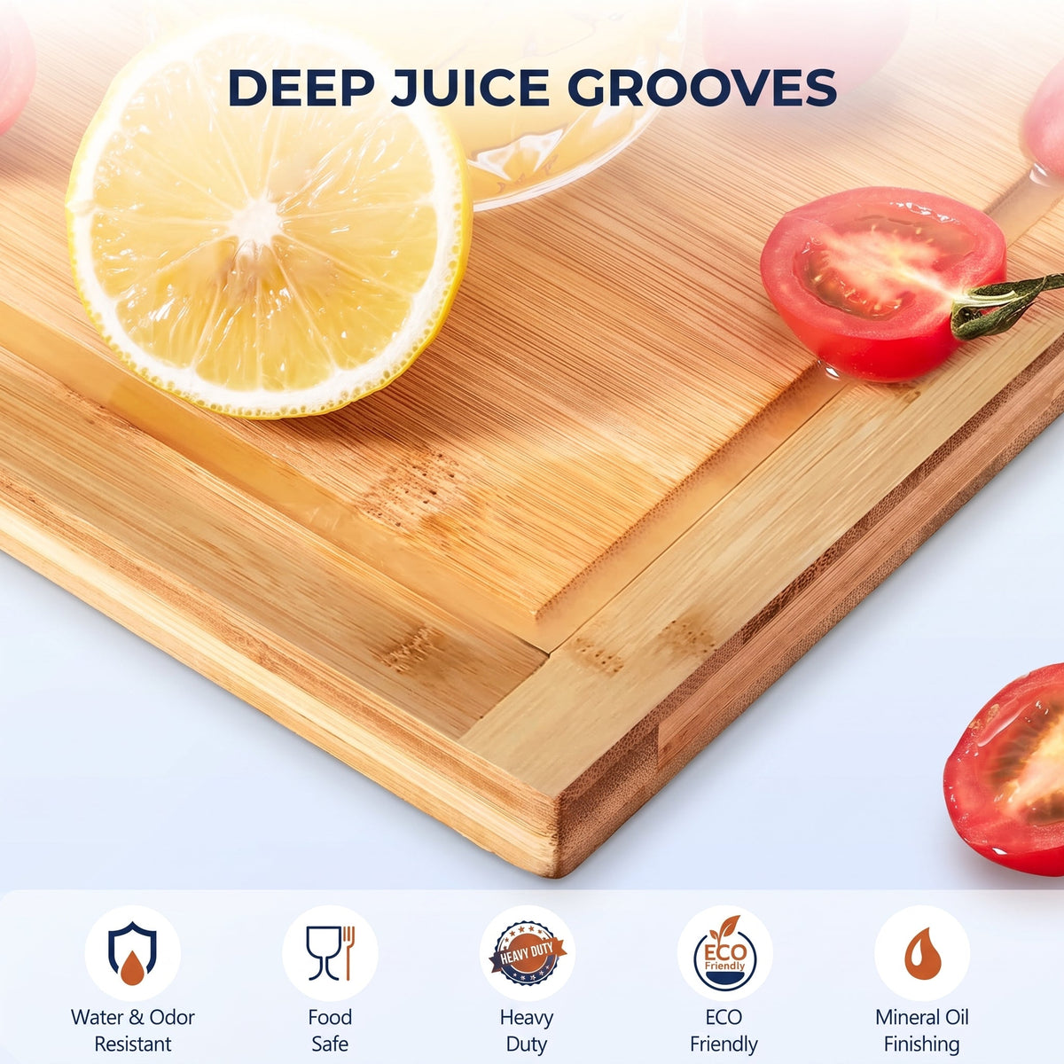 Expandable Bamboo Cutting Board with Juice Groove for Over-Sink Food Preparation and Extra Counter Space