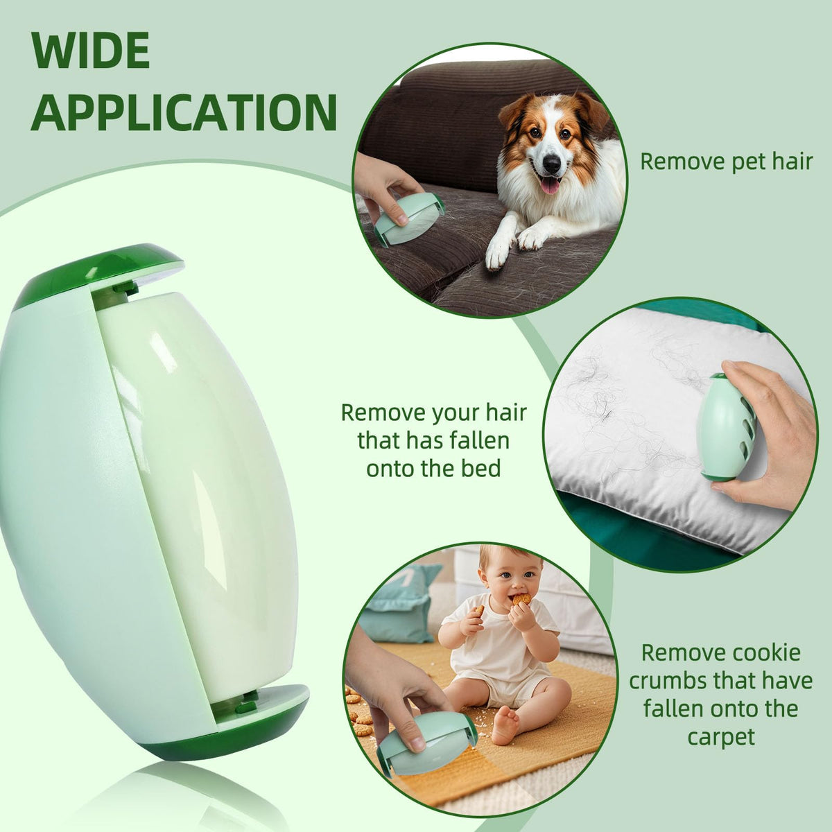 Reusable Lint Roller with Washable Gel Surface for Pet Hair and Dust Removal