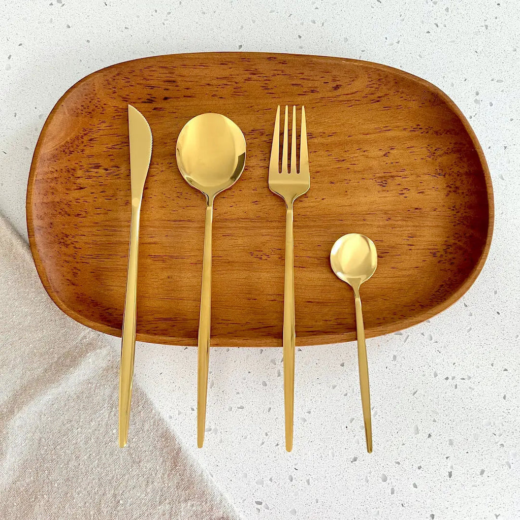Stainless Steel Gold Cutlery Dinner Set Knife Fork Spoon Flatware for Table