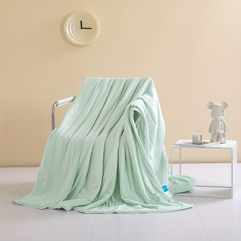 Dual Sided Cooling Comforter with Lightweight Silky Fabric for Summer Sleep and Travel Use