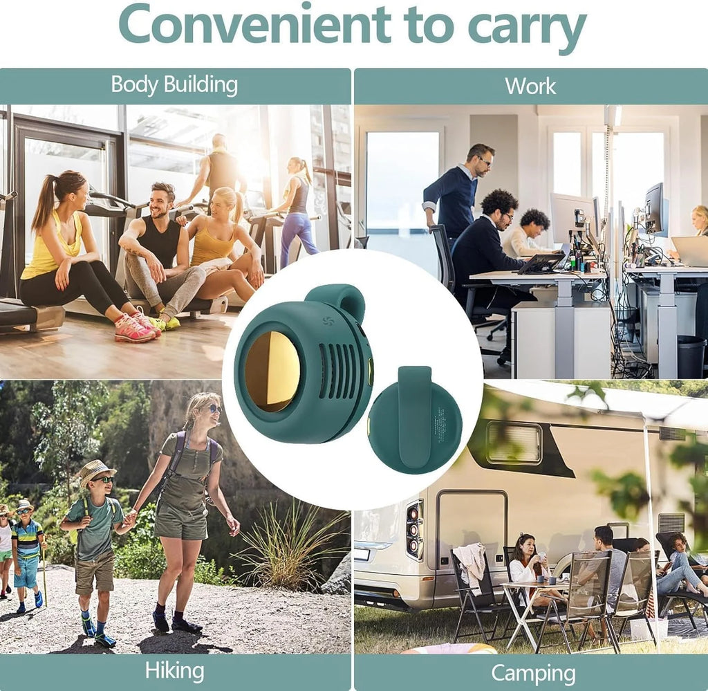 Portable Clip Cooling Fan with Bladeless USB Rechargeable Design for Outdoor and Hands Free Use