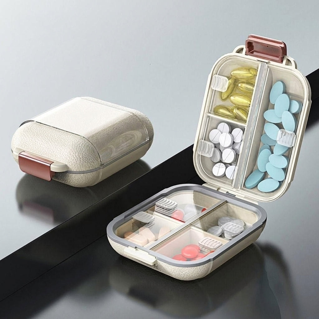 Portable 7-Grid Weekly Travel Pill Organizer, Mini Medicine Storage Box with Moisture-Proof Sealing for Tablets, Vitamins, and Daily Supplements