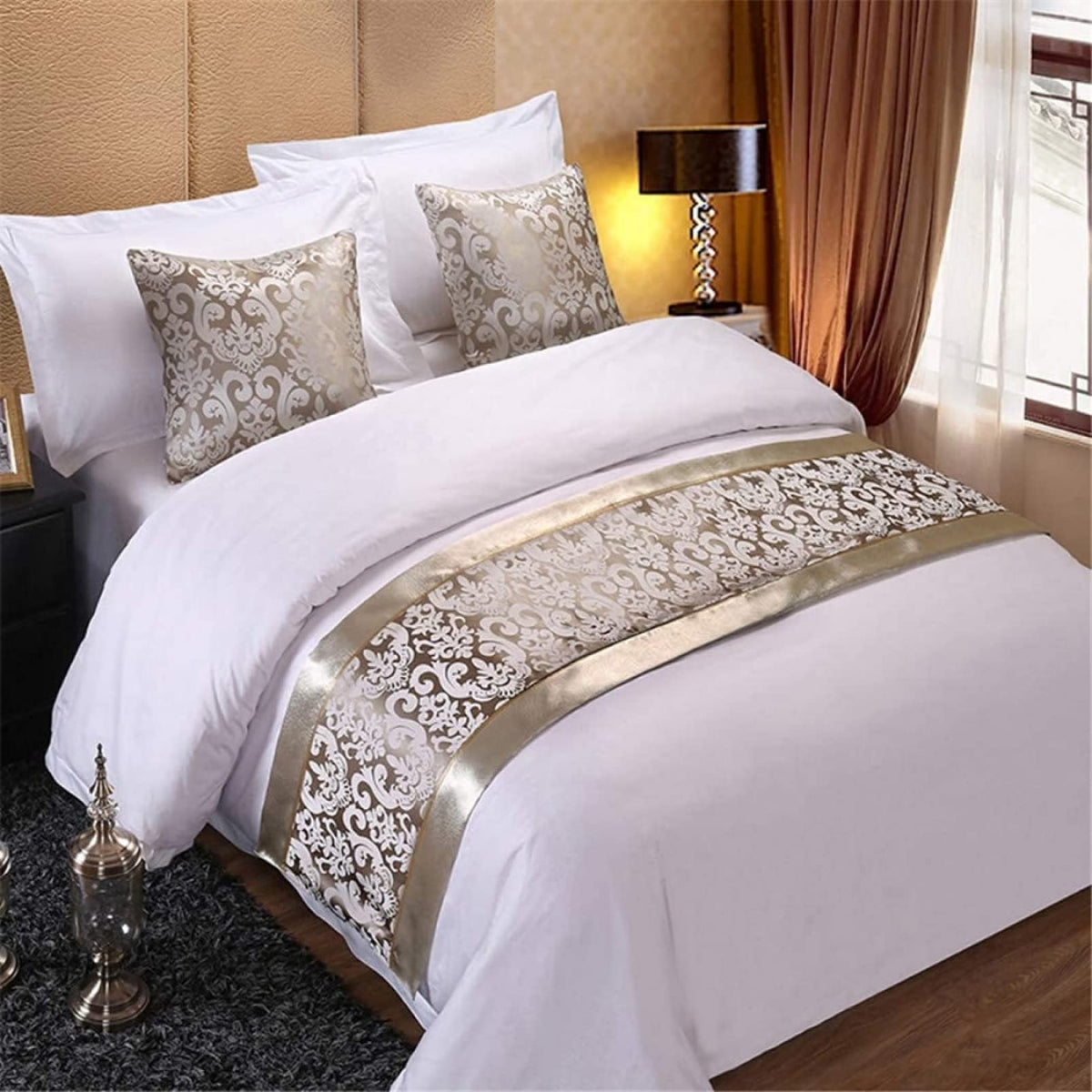 Queen Bed Runner Soft Polyester Cotton Bedding Scarf for Home and Hotel Decor