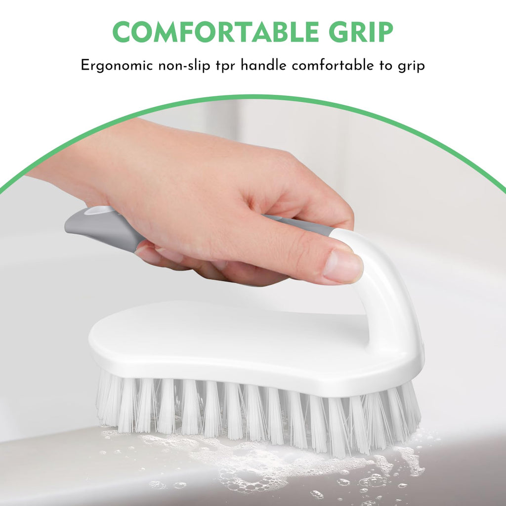 Heavy Duty Scrub Brush Set with Stiff Bristles and Non-Slip Grip for Bathroom, Kitchen, Carpet and Shower Cleaning