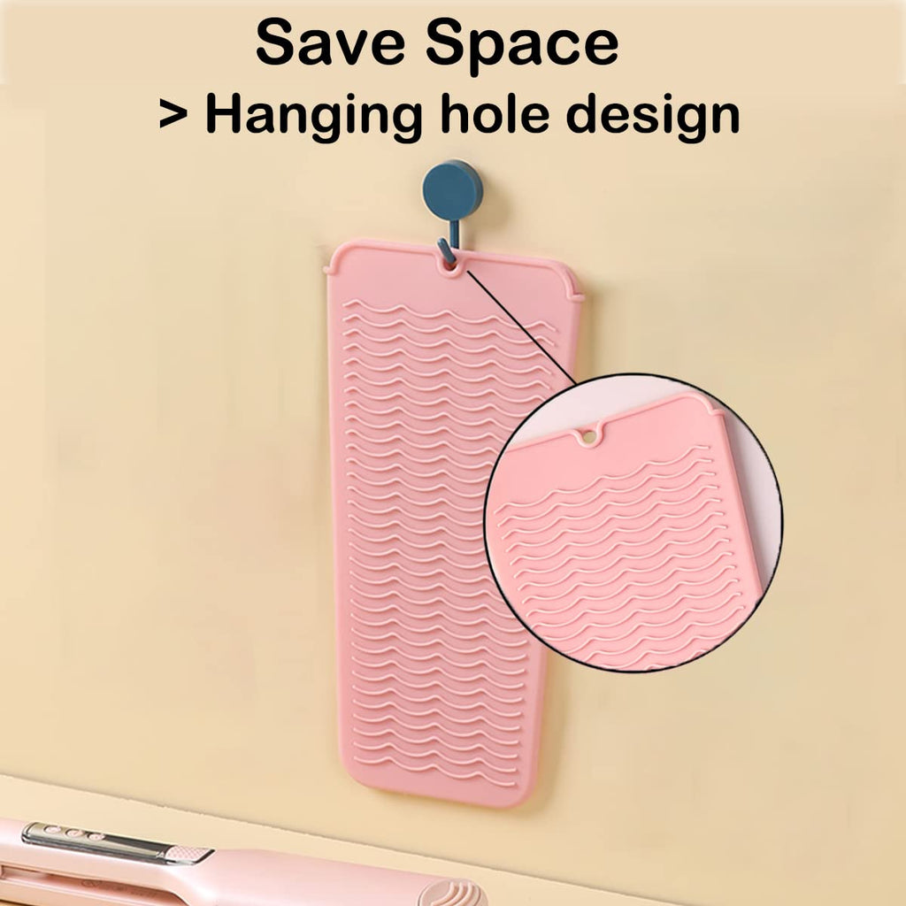 Silicone Curling Iron Holder with Heat Resistant Mat and Travel Storage Pouch for Styling Tools