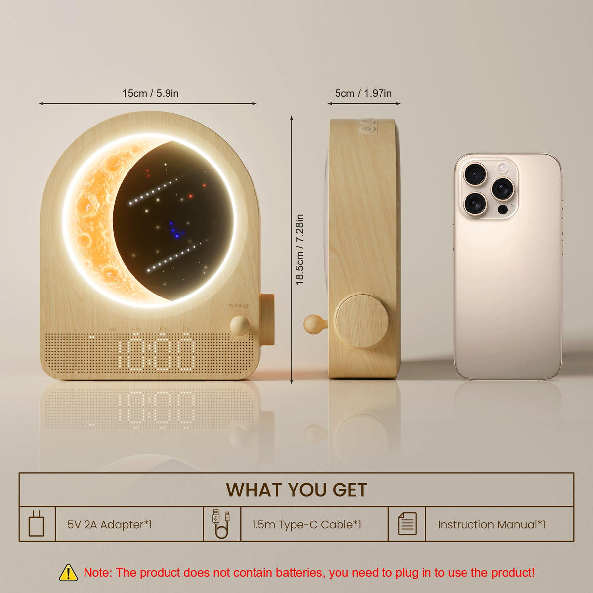Sunrise Alarm Clock with White Noise Sounds and Dual Alarm Settings for Bedroom Use