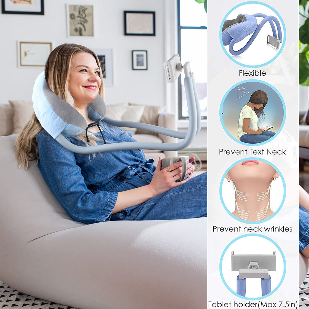 Neck Phone Holder with Flexible Gooseneck and 360° Rotation for Hands Free Viewing on Phones and Tablets