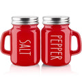 Handled Glass Shaker Set with Stainless Steel Lids for Salt Pepper and Home Table Seasoning